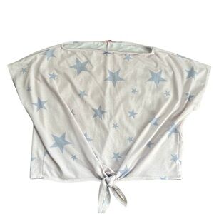 Pink Lily Pinkish White Blue Star Design Bottom Tie Top Women Size Large